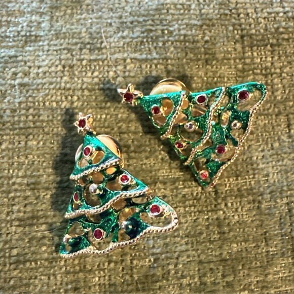 Clip On Earrings Christmas Tree Candles Bells Drum Silver Gold Plate Lot 4 Pairs - Picture 3 of 11